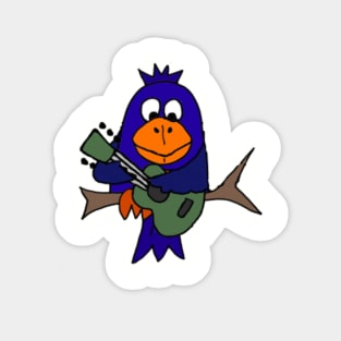 Funny Cute Bluebird Playing Guitar Art Sticker